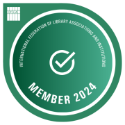 Logotyp z napisem International Federation of Library Associations and Institutions Member 2024